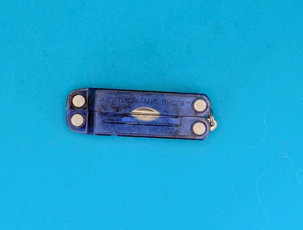 Leatherman Micra Multi-Tool, Knife, Scissors, Key Ring, Blue Case