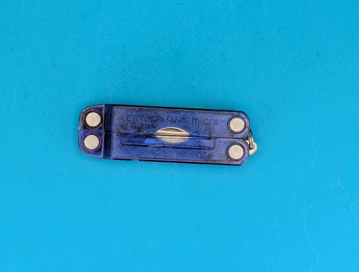 Leatherman Micra Multi-Tool, Knife, Scissors, Key Ring, Blue Case