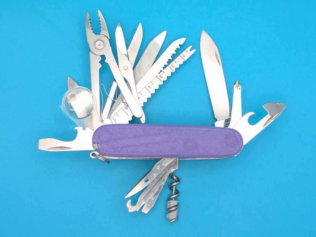 Custom Victorinox SwissChamp Electric Purple Glow in the Dark Knife Multi-Tool!