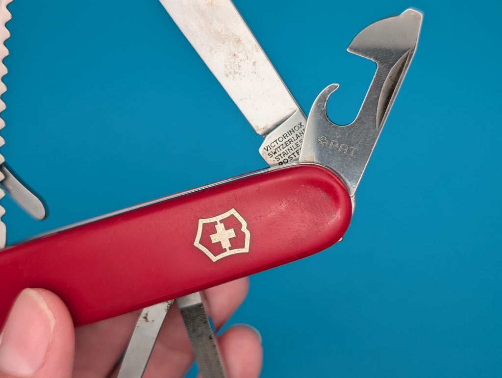 Vintage Victorinox Victoria Red Fisherman Swiss Army Knife Multi Tool!