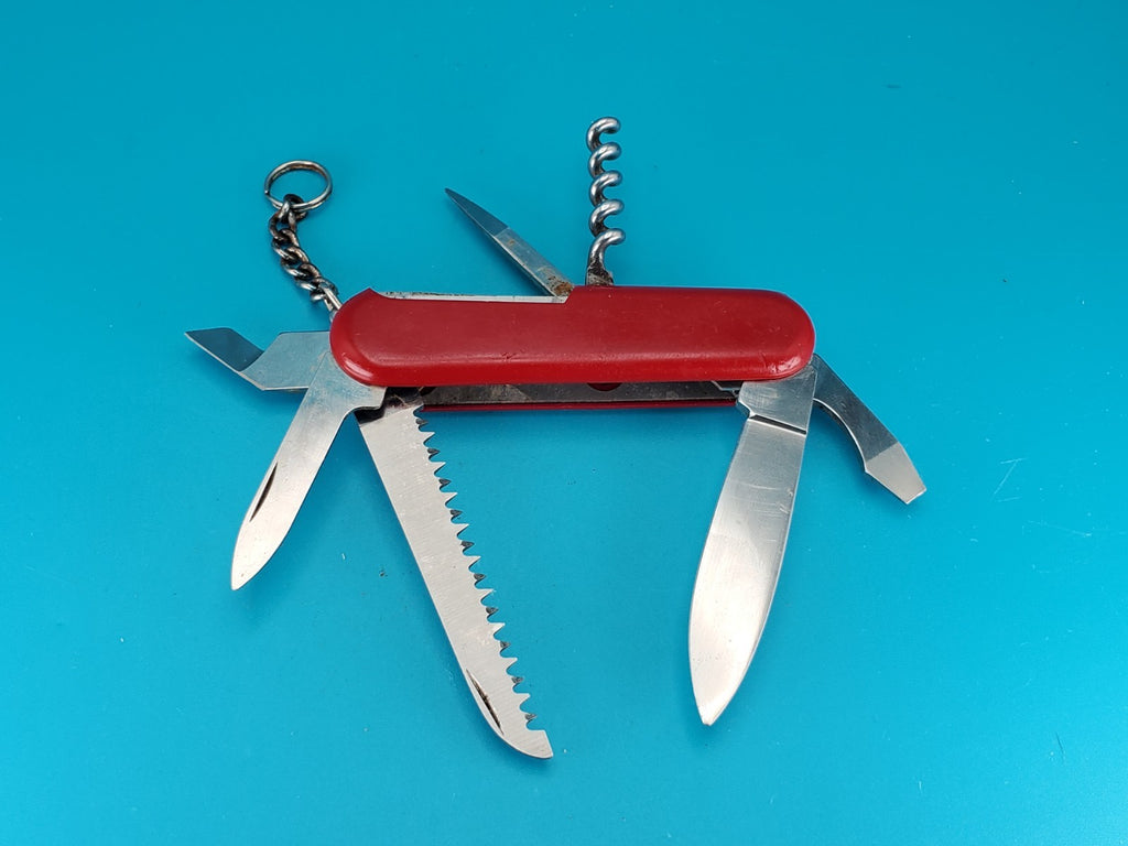 Vintage Wenger 1.13.51 Swiss Army Knife Multi Tool! Red! With Dog Can Leg Opener