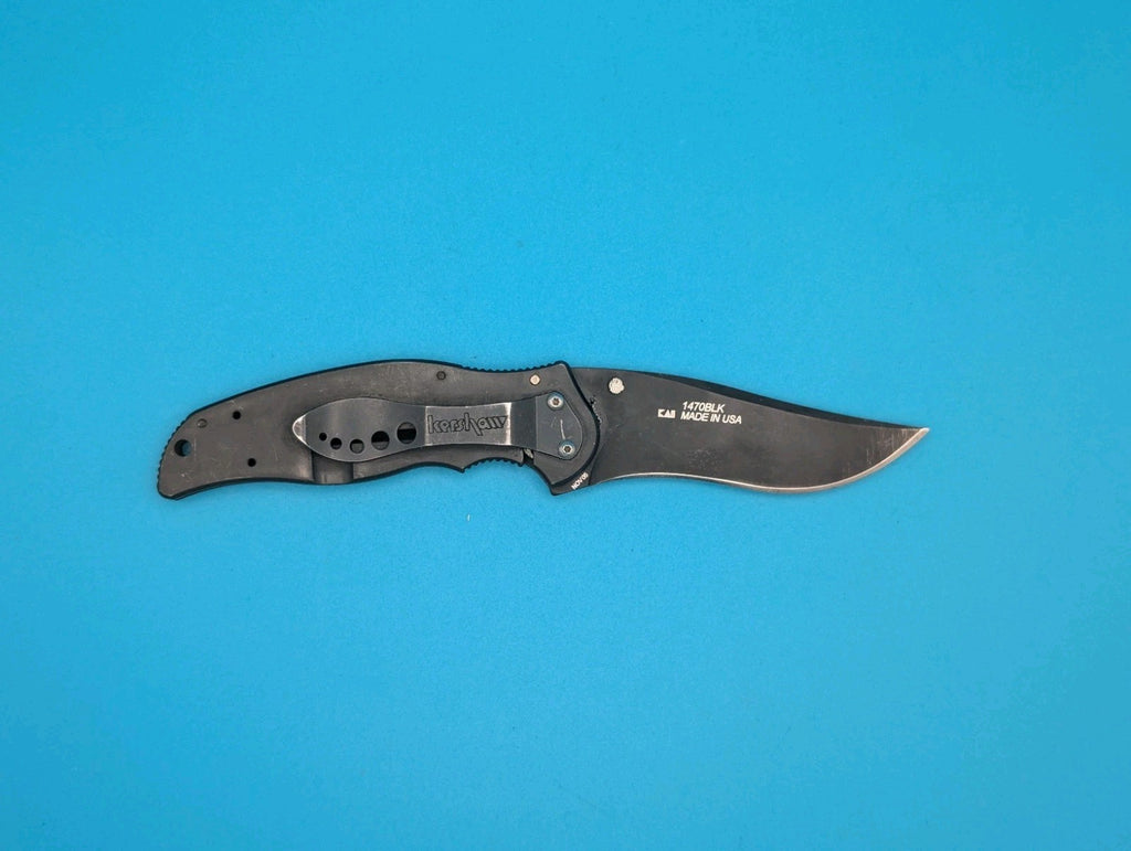 Retired Kershaw Storm 1470BLK Plain Edge Folding Pocket Knife! Black!