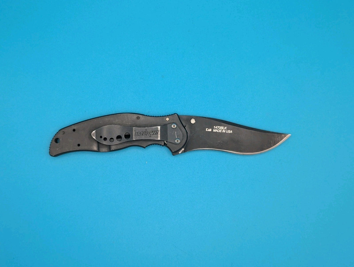 Retired Kershaw Storm 1470BLK Plain Edge Folding Pocket Knife! Black!