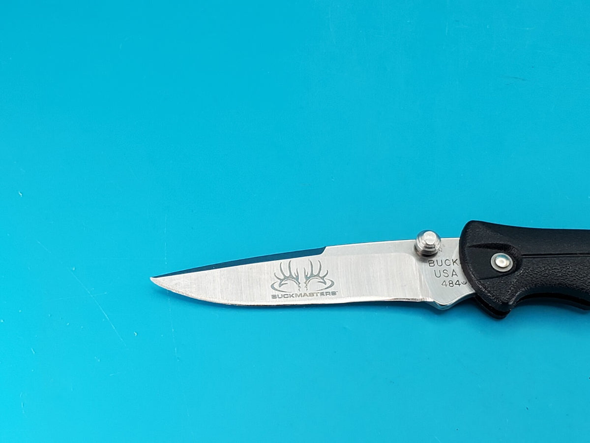Buck USA Buckmasters 484 Pocket Knife Dated 2014 Plain Blade Black Handle