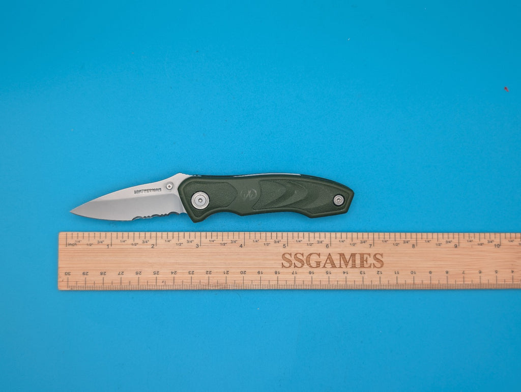 Vintage Leatherman Crater Green Combo Edge Pocket Knife! RARE!