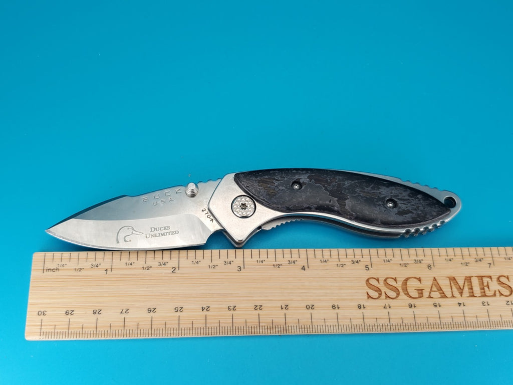 Buck Knife 270 Alpha Dorado Charcoal Birch Wood Handle Liner Lock Pocket Knife!
