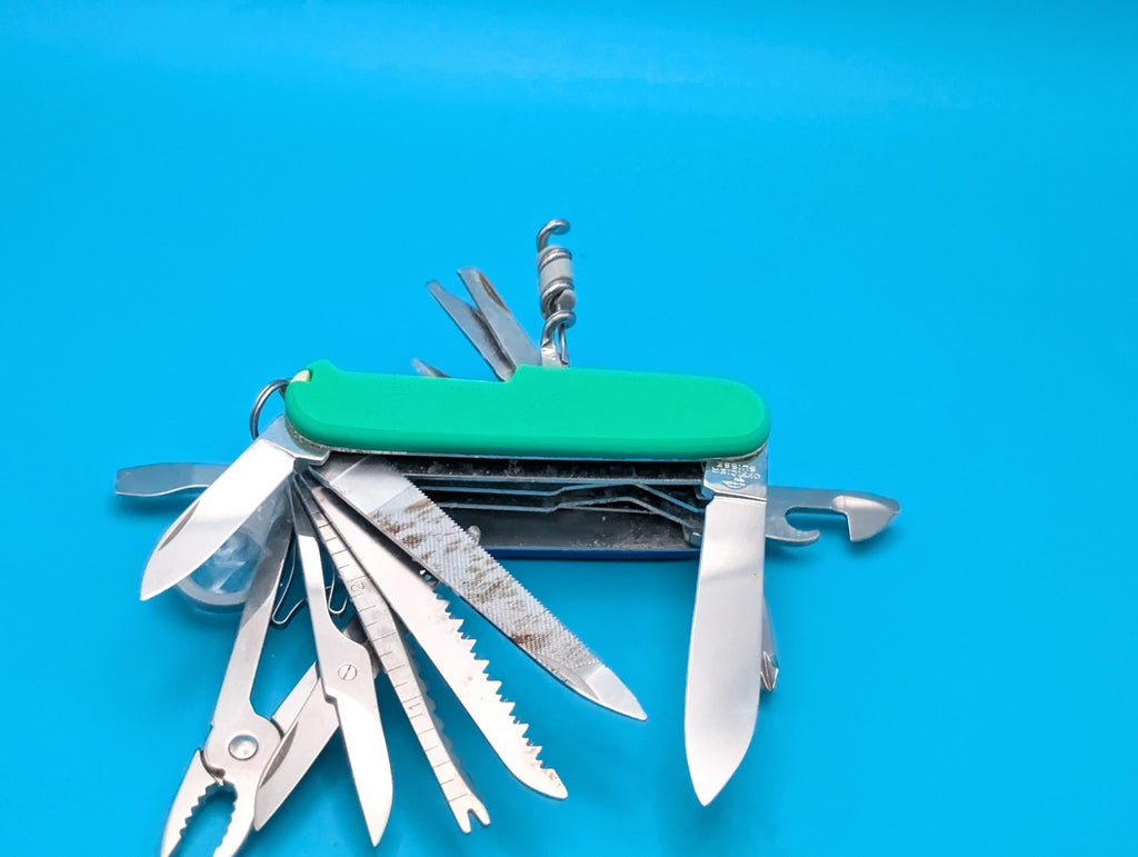 Custom Victorinox SwissChamp Blue & Green Swiss Army Knife Multi-Tool!
