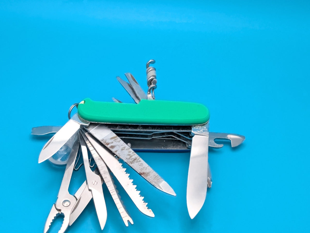 Custom Victorinox SwissChamp Blue & Green Swiss Army Knife Multi-Tool!