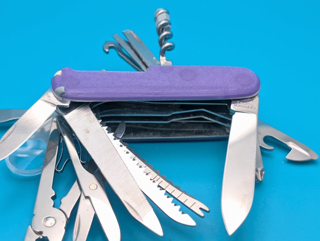 Custom Victorinox SwissChamp Electric Purple Glow in the Dark Knife Multi-Tool!