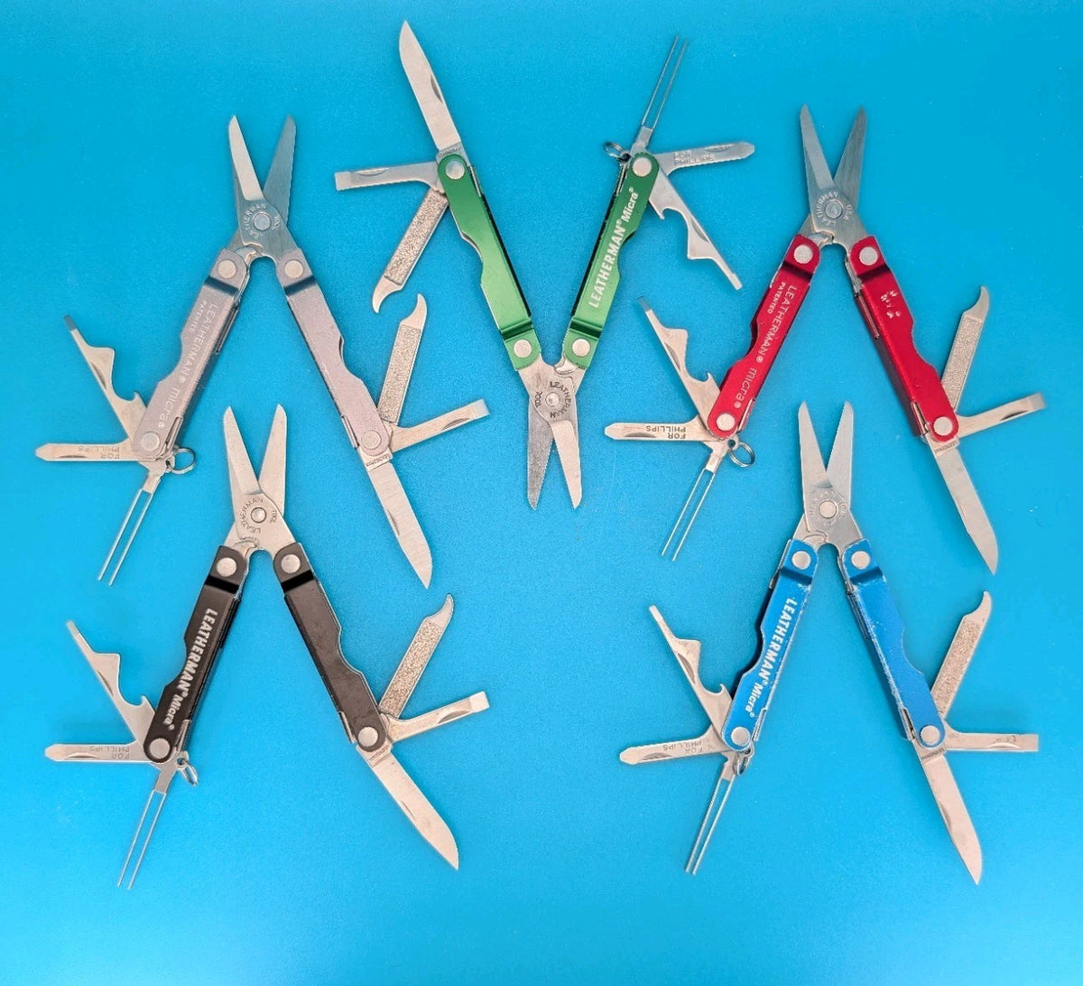 Leatherman Micra Multi-Tool Knife Scissors Key Ring! MIXED COLORS! LOT OF 5!