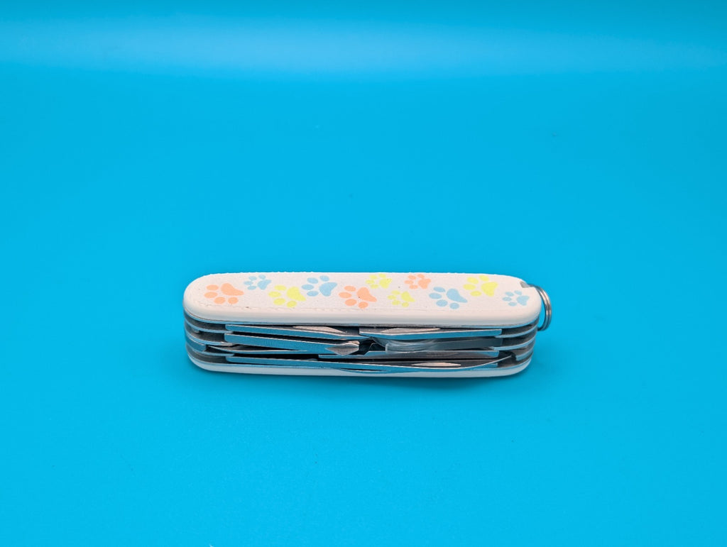 CUSTOM VICTORINOX EXPLORER GLOW IN THE DARK PAW PRINTS SWISS ARMY KNIFE!