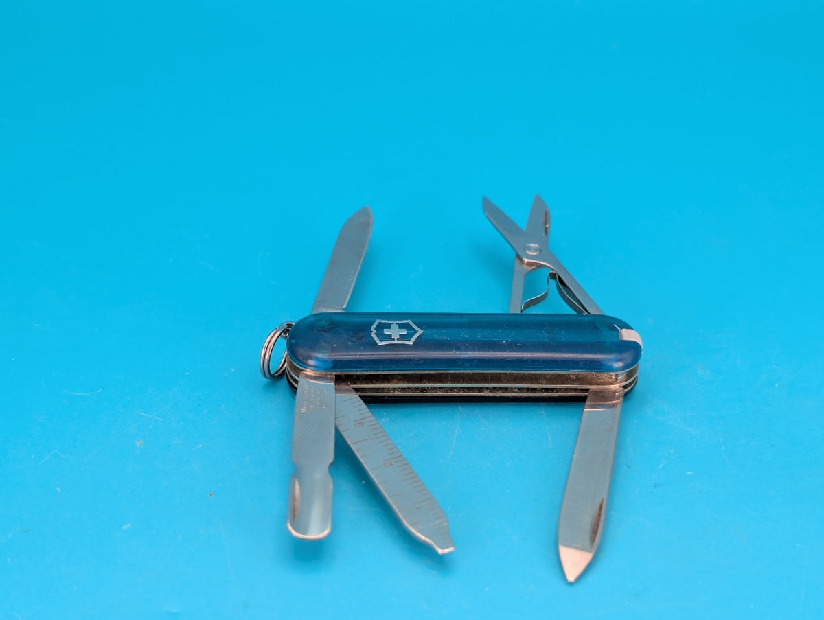 Victorinox Original MiniChamp Swiss Army Knife Multi Tool! Blue Translucent!