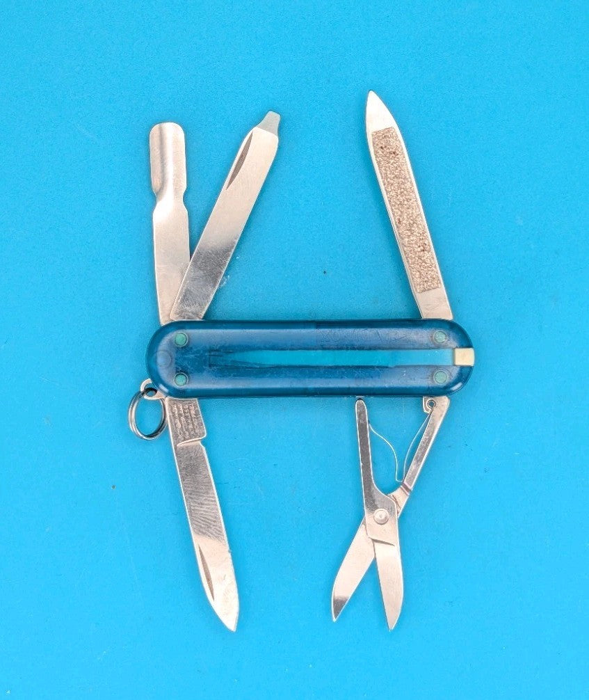Victorinox Original MiniChamp Swiss Army Knife Multi Tool! Blue Translucent!