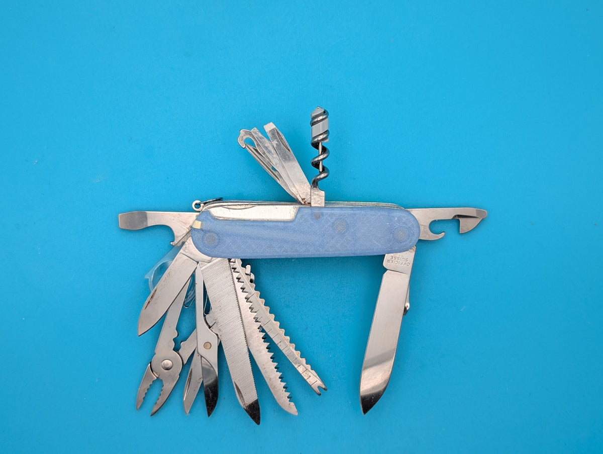 Custom Victorinox SwissChamp Green & Blue Glow in the Dark Knife Multi-Tool!