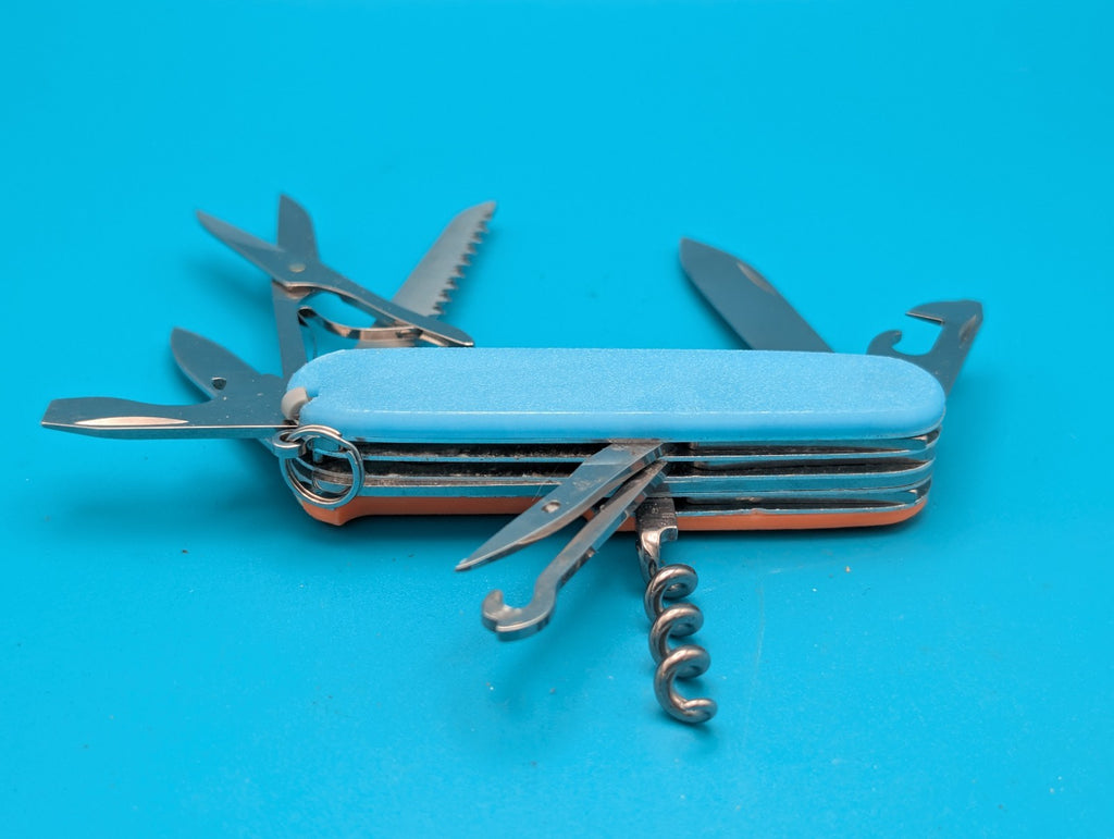 Custom Victorinox Huntsman Blue & Orange Glow in the Dark Swiss Army Knife!