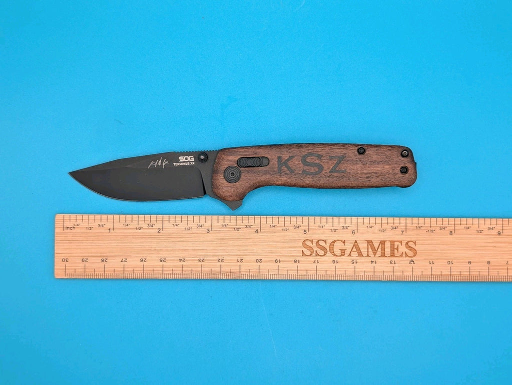 Sog Terminus XR 2.95" D2 Steel Blade Folding Knife! Wood Handle!