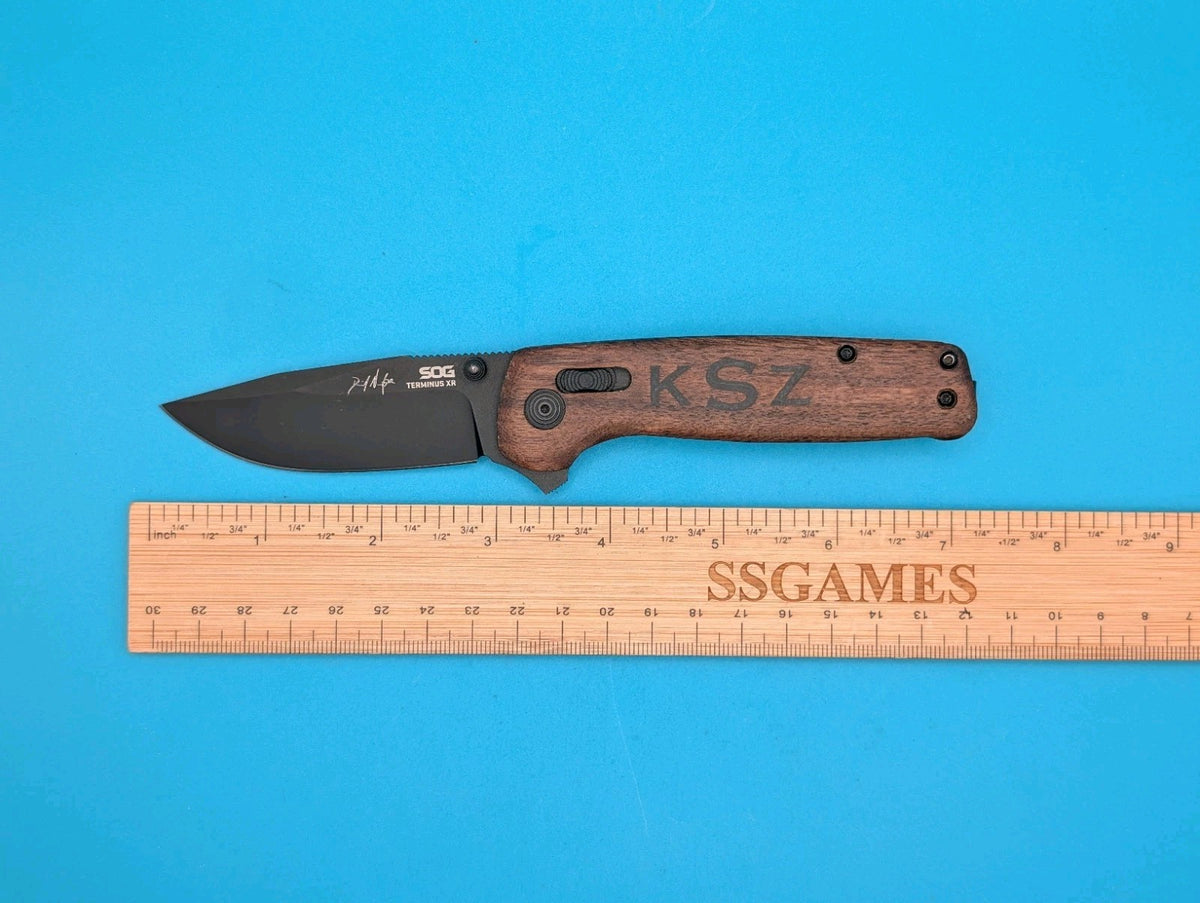 Sog Terminus XR 2.95" D2 Steel Blade Folding Knife! Wood Handle!