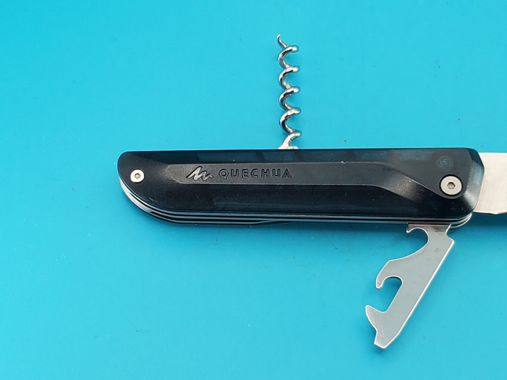 QUECHUA CLAP FOLDING KNIFE NAVAJA MULTITOOL! TRANSLUCENT BLUE!
