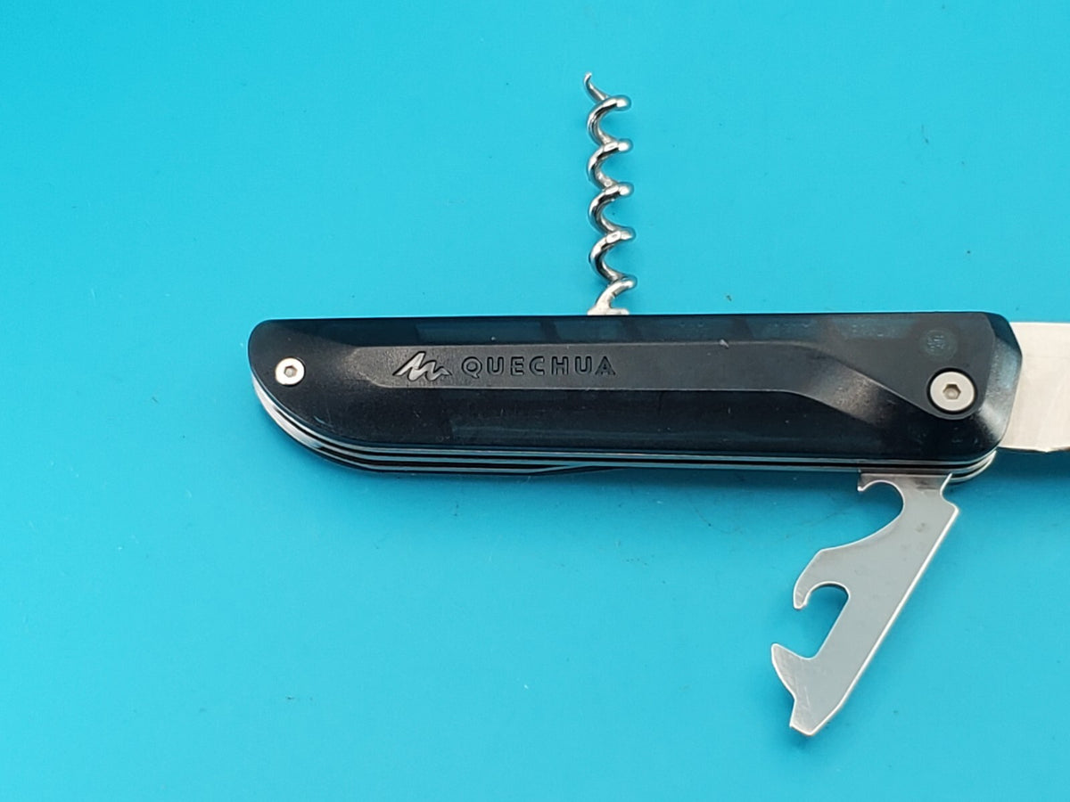 QUECHUA CLAP FOLDING KNIFE NAVAJA MULTITOOL! TRANSLUCENT BLUE!
