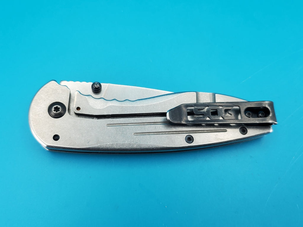 SOG Aegis FL Flipper Knife Frame Lock Plain Edge Blade!
