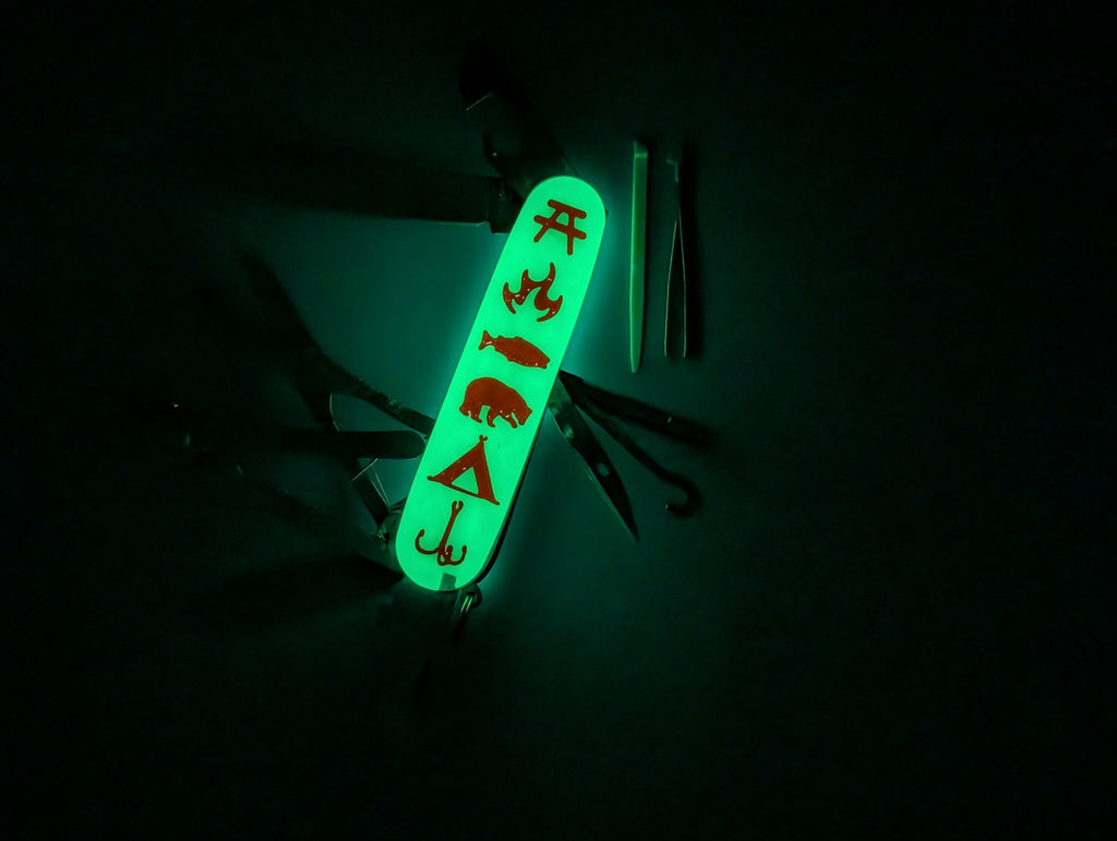 CUSTOM VICTORINOX DELUXE TINKER GLOW IN THE DARK SWISS ARMY KNIFE MULTI TOOL!