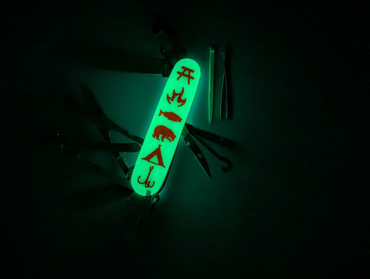 CUSTOM VICTORINOX DELUXE TINKER GLOW IN THE DARK SWISS ARMY KNIFE MULTI TOOL!