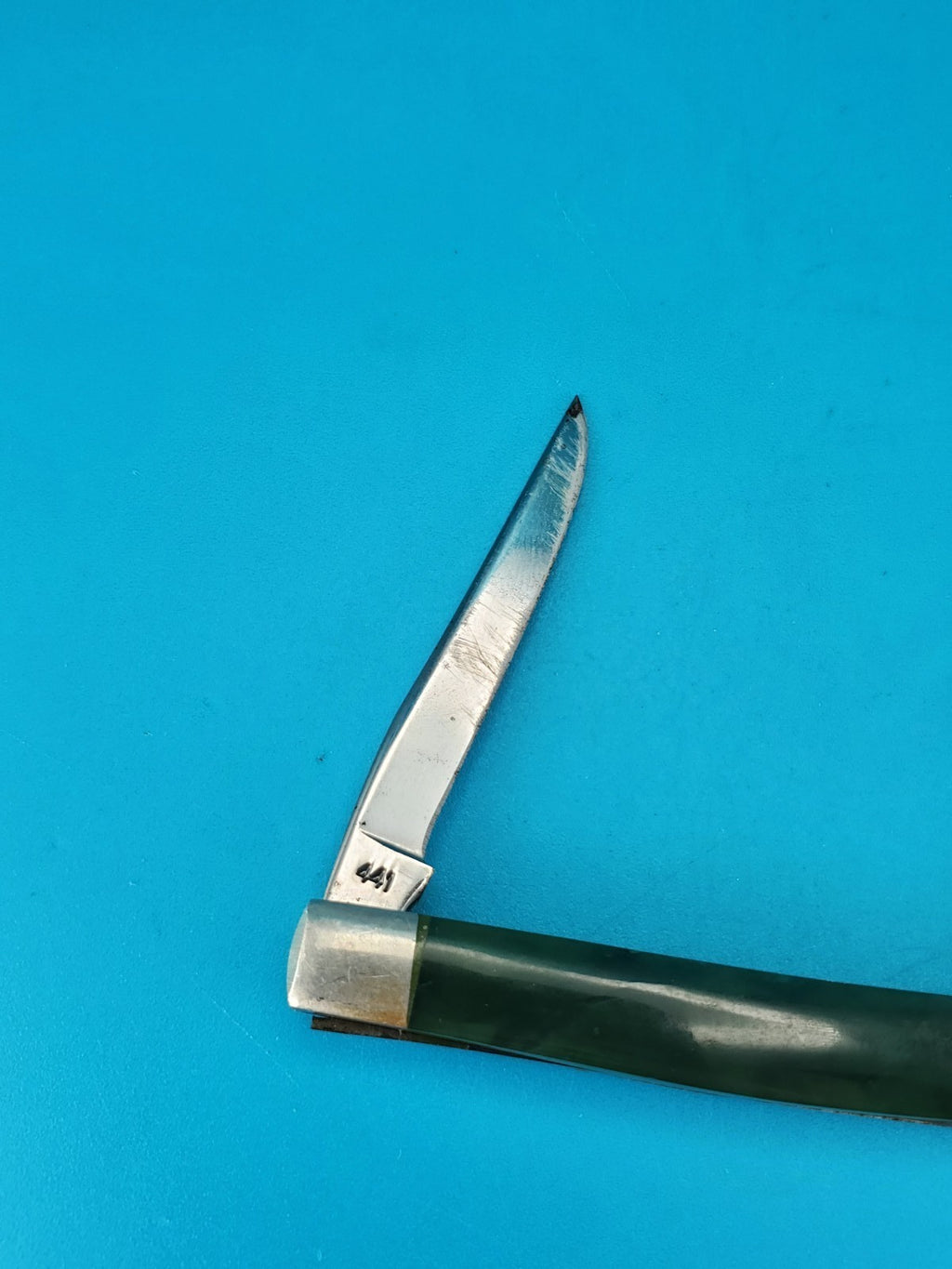 Vintage Western USA 441 Two Blade Pocket Knife! Green Handle!