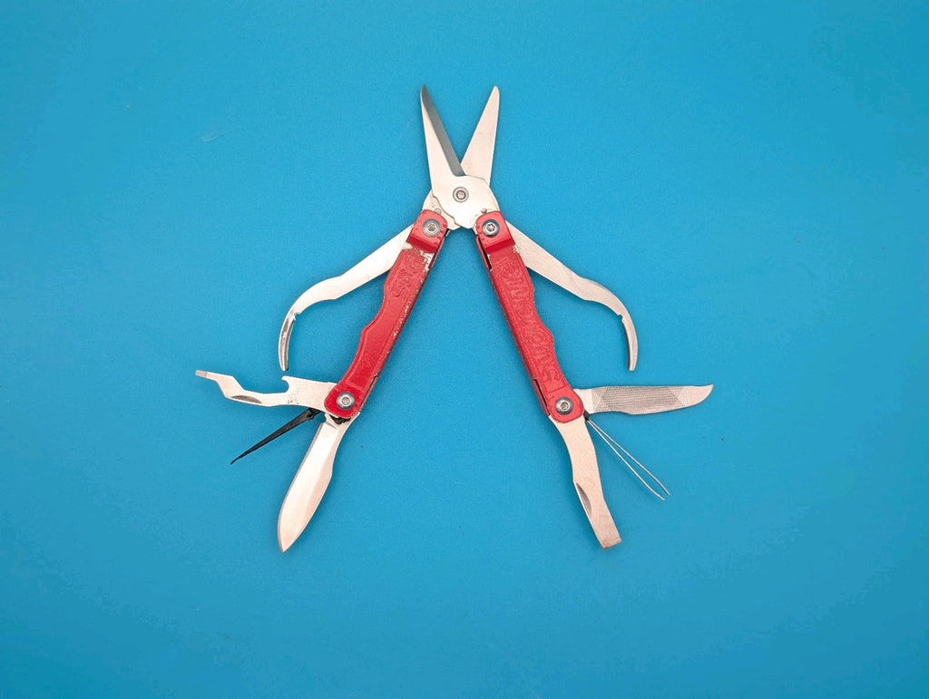 SOG Supreme Snippet Compact Scissors Multi Tool Folding Knife Red!