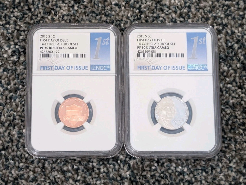 2015 NGC PF 70 ULTRA CAMEO,  Complete 14 COIN CLAD SET, FIRST DAY OF ISSUE!!!