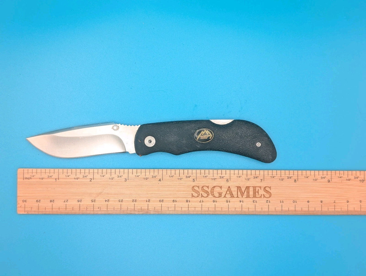 Outdoor Edge Black Handle Lockback Folding Pocket Knife Used