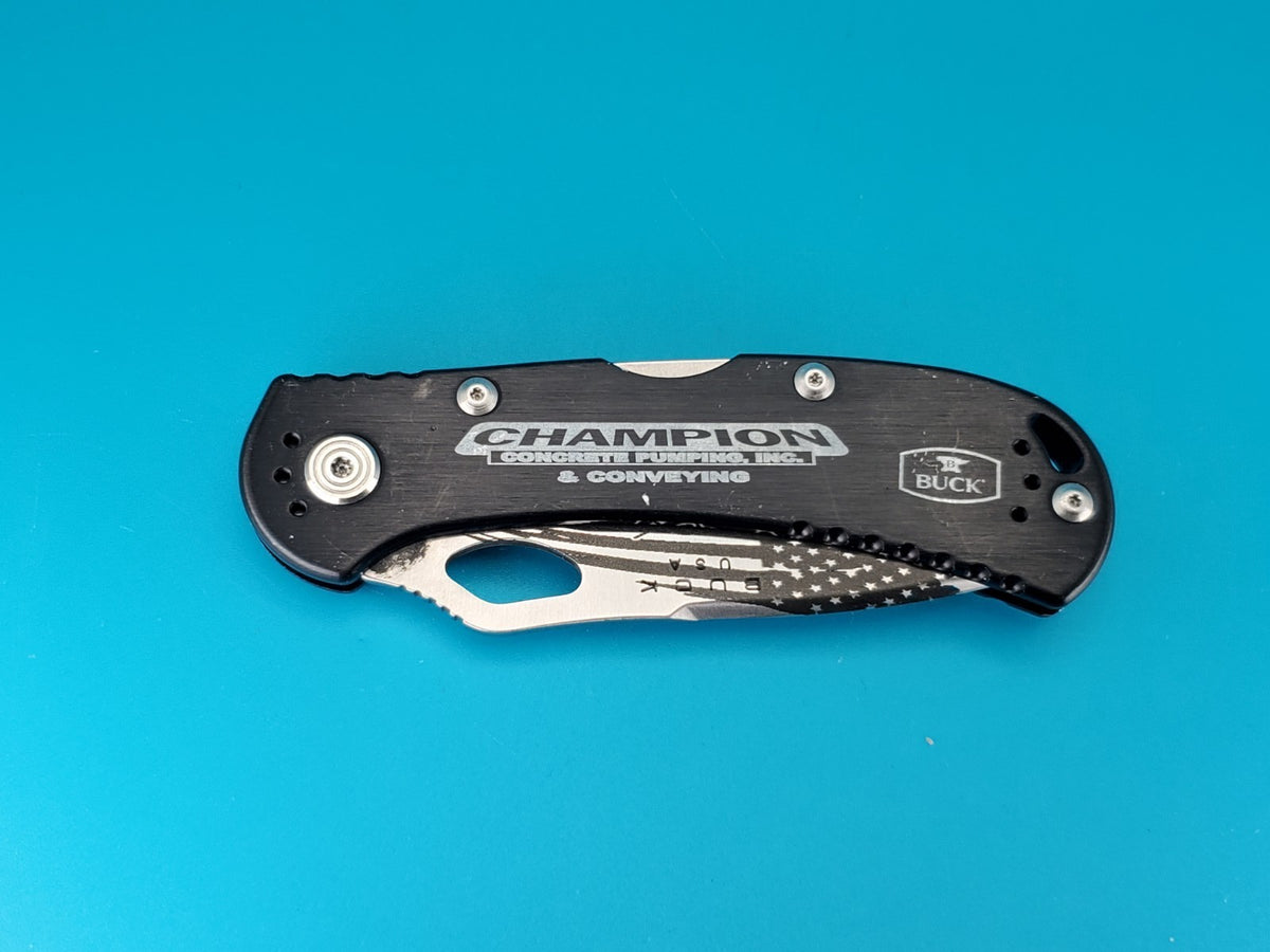 Custom Buck 722 Spitfire Plain Edge Pocket Knife! *WE THE PEOPLE / CHAMPION*