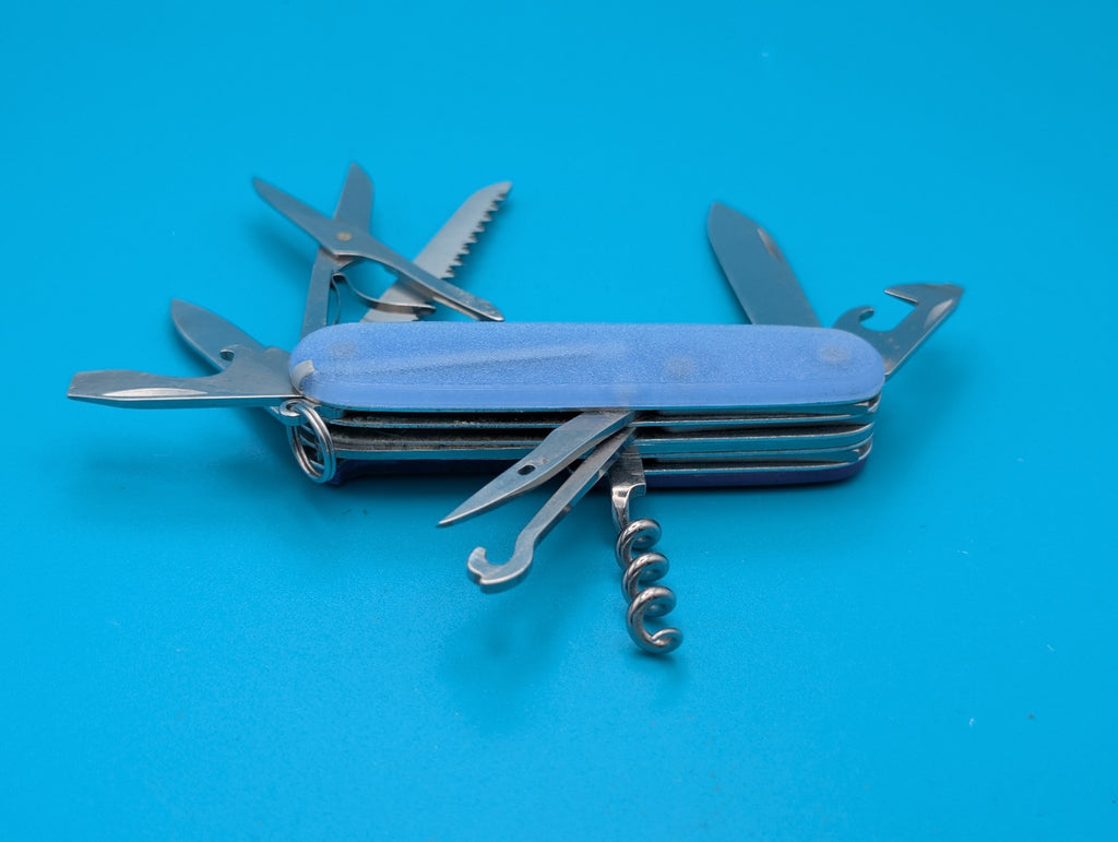 Custom Victorinox Huntsman Blue & Purple Glow in the Dark Swiss Army Knife! 91mm