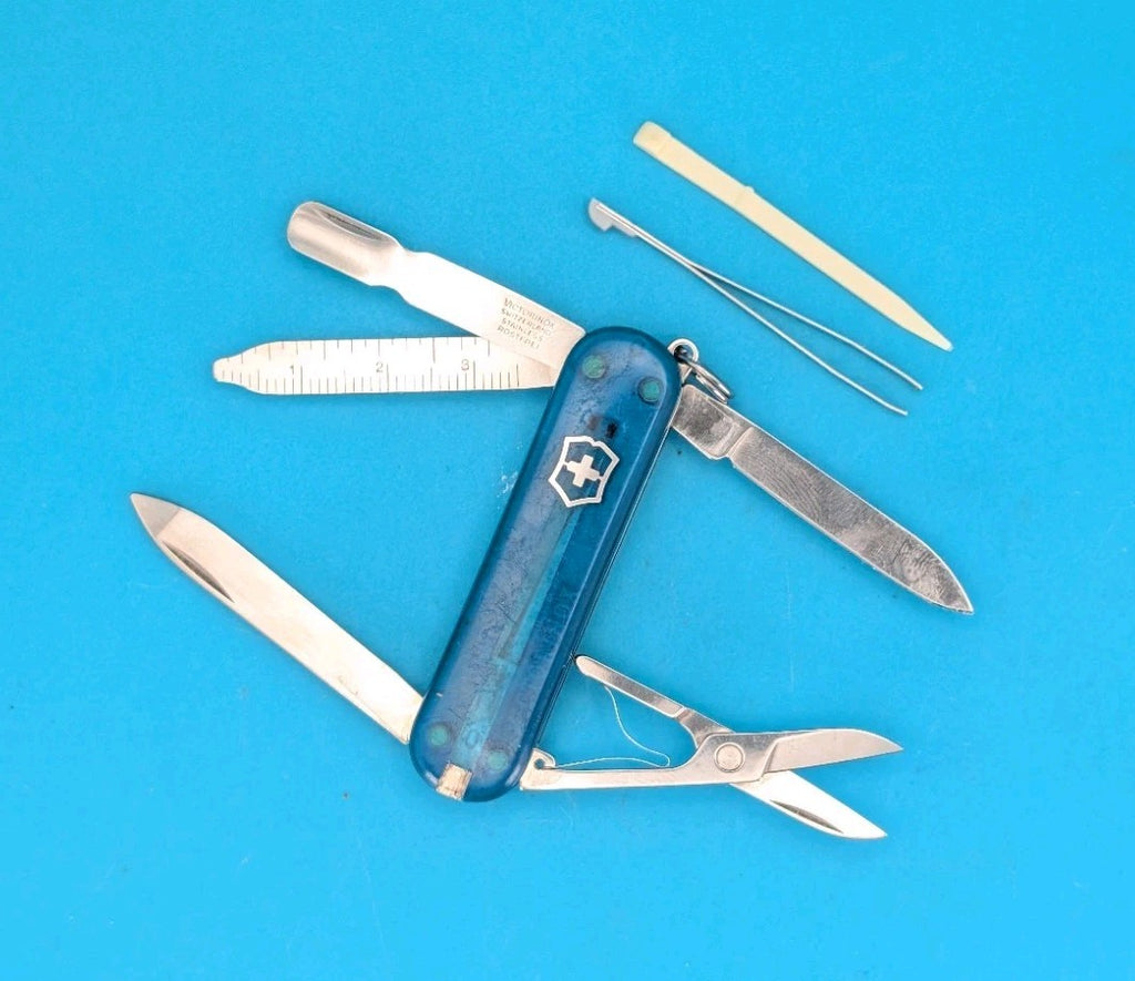 Victorinox Original MiniChamp Swiss Army Knife Multi Tool! Blue Translucent!