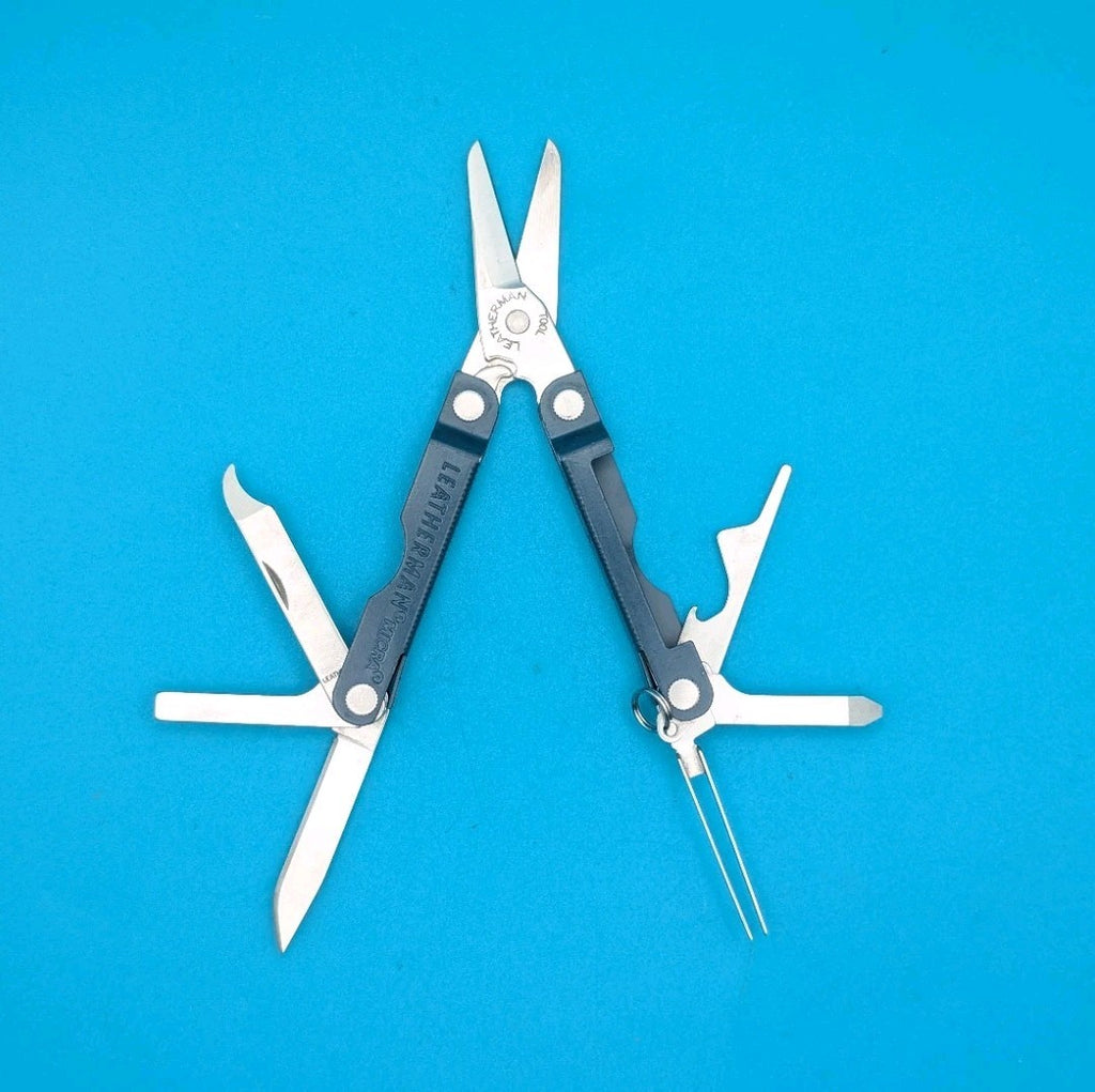 Leatherman Micra Multi-Tool, Knife, Scissors, Key Ring, Blue, Schwabe