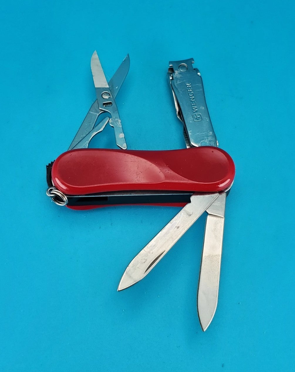 Wenger Nail Clip 580 Swiss Clipper Folding Pocket Knife Multi Tool! RED!