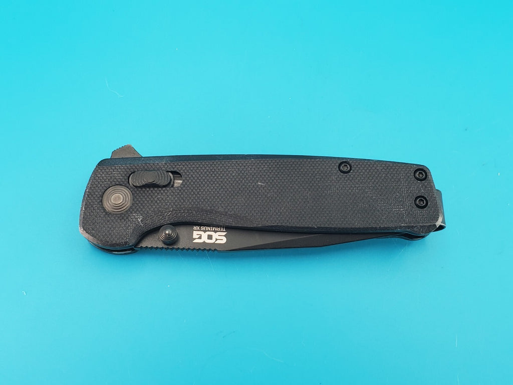 Sog Terminus XR 2.95" D2 Steel Blade Solid Black Folding Knife!