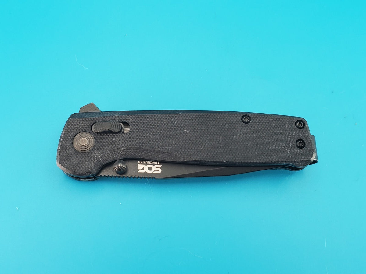 Sog Terminus XR 2.95" D2 Steel Blade Solid Black Folding Knife!