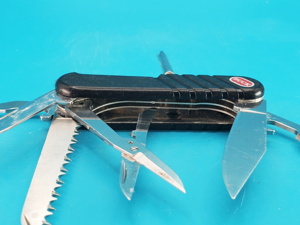 Wenger SwissBuck Remedy Retired Vintage Swiss Army Knife Black Multi Tool!