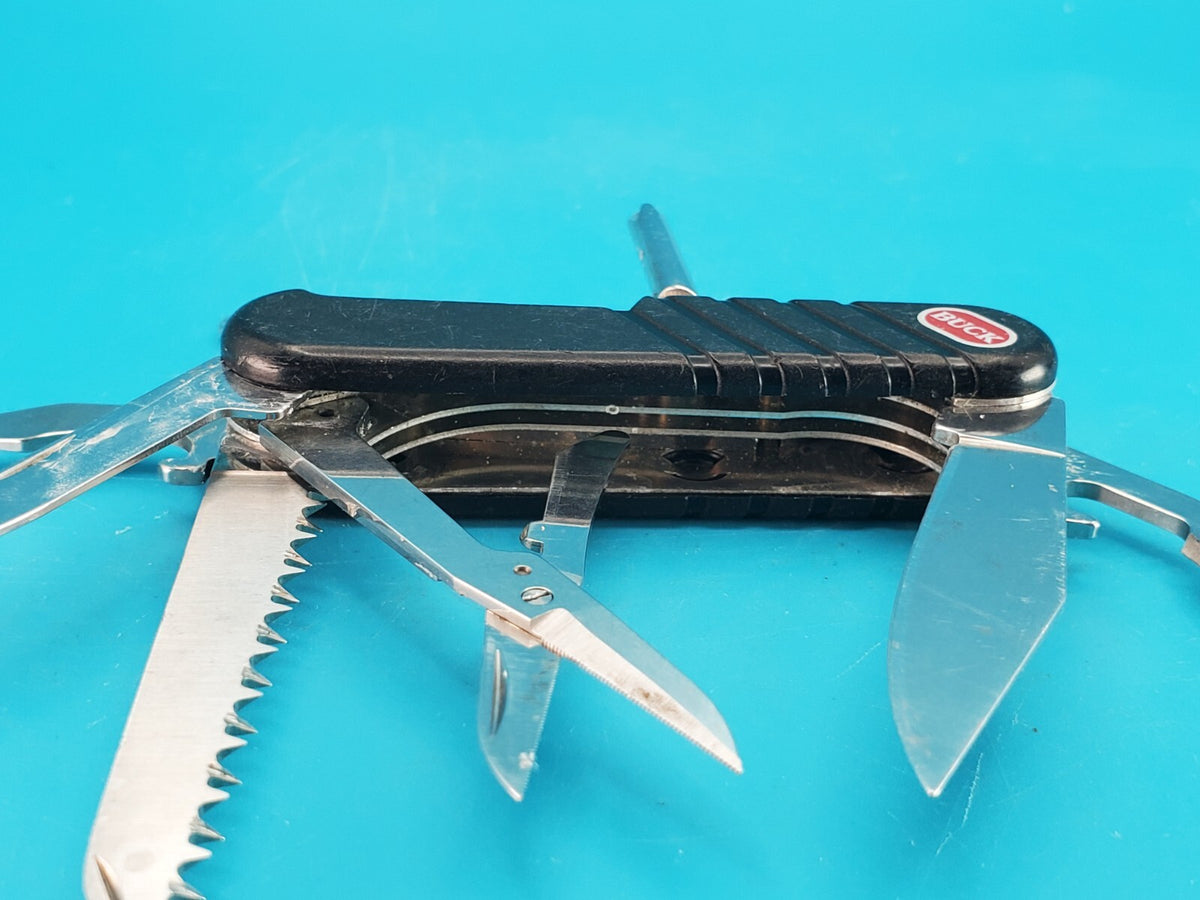 Wenger SwissBuck Remedy Retired Vintage Swiss Army Knife Black Multi Tool!