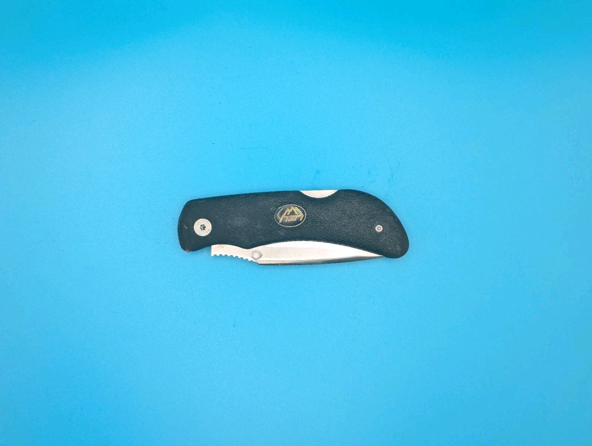 Outdoor Edge Black Handle Lockback Folding Pocket Knife Used