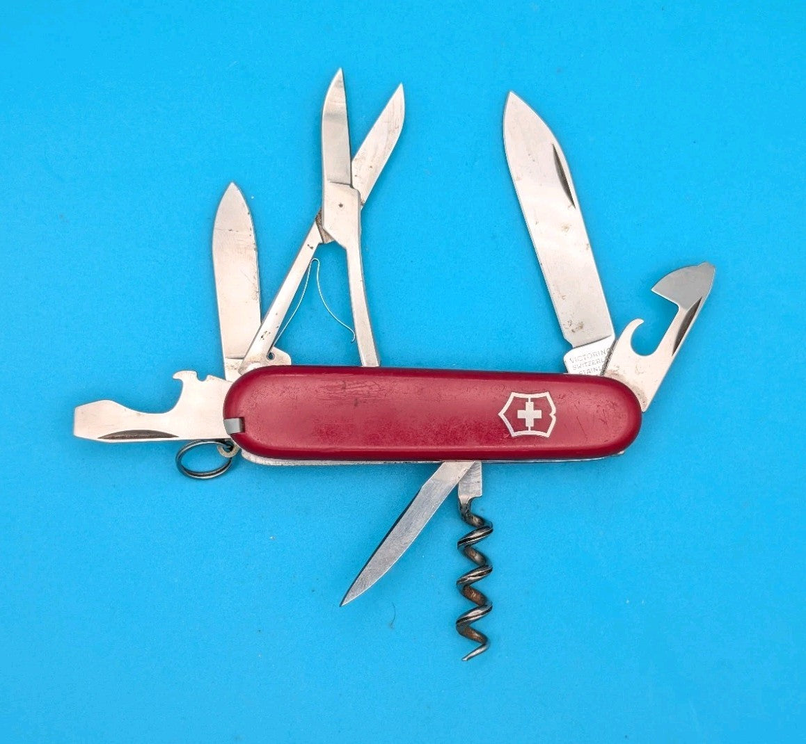 Vintage Victorinox 84mm Small Climber Swiss Army Knife Multi Tool! Red!
