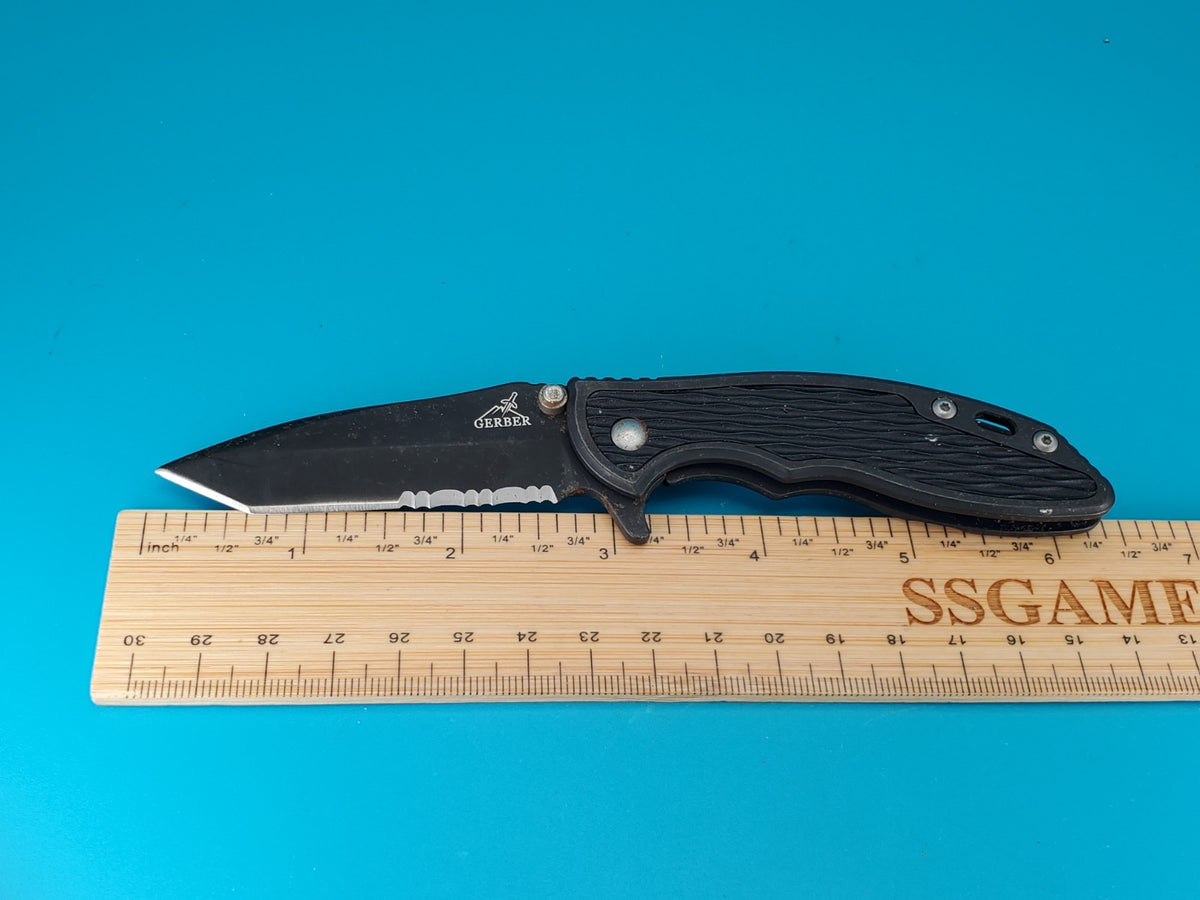 Gerber Torch I Frame Lock Plain Edge Blade Folding Pocket Knife! Black!
