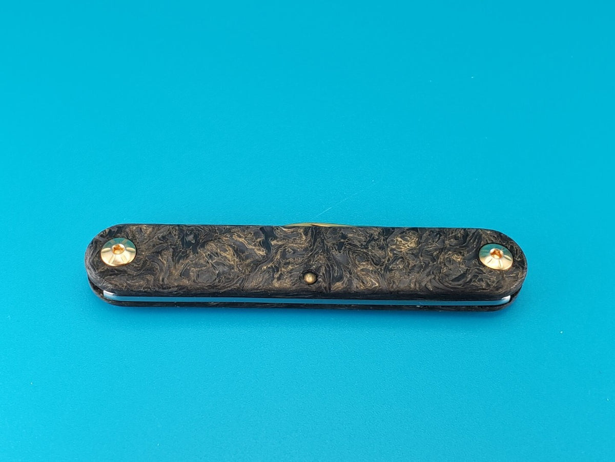 MASERIN SESSANTESIMO GOLDEN SWIRLED FAT CARBON TWO BLADE  POCKET KNIFE!