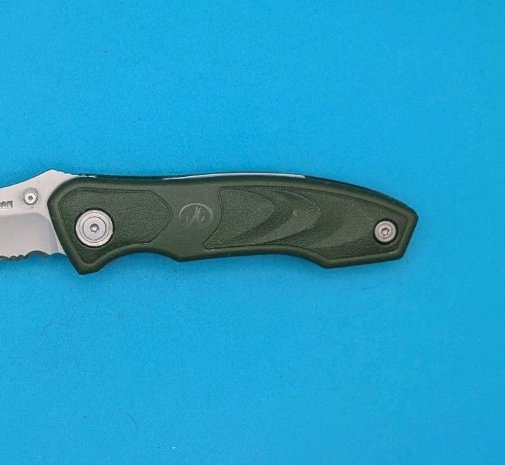 Vintage Leatherman Crater Green Combo Edge Pocket Knife! RARE!