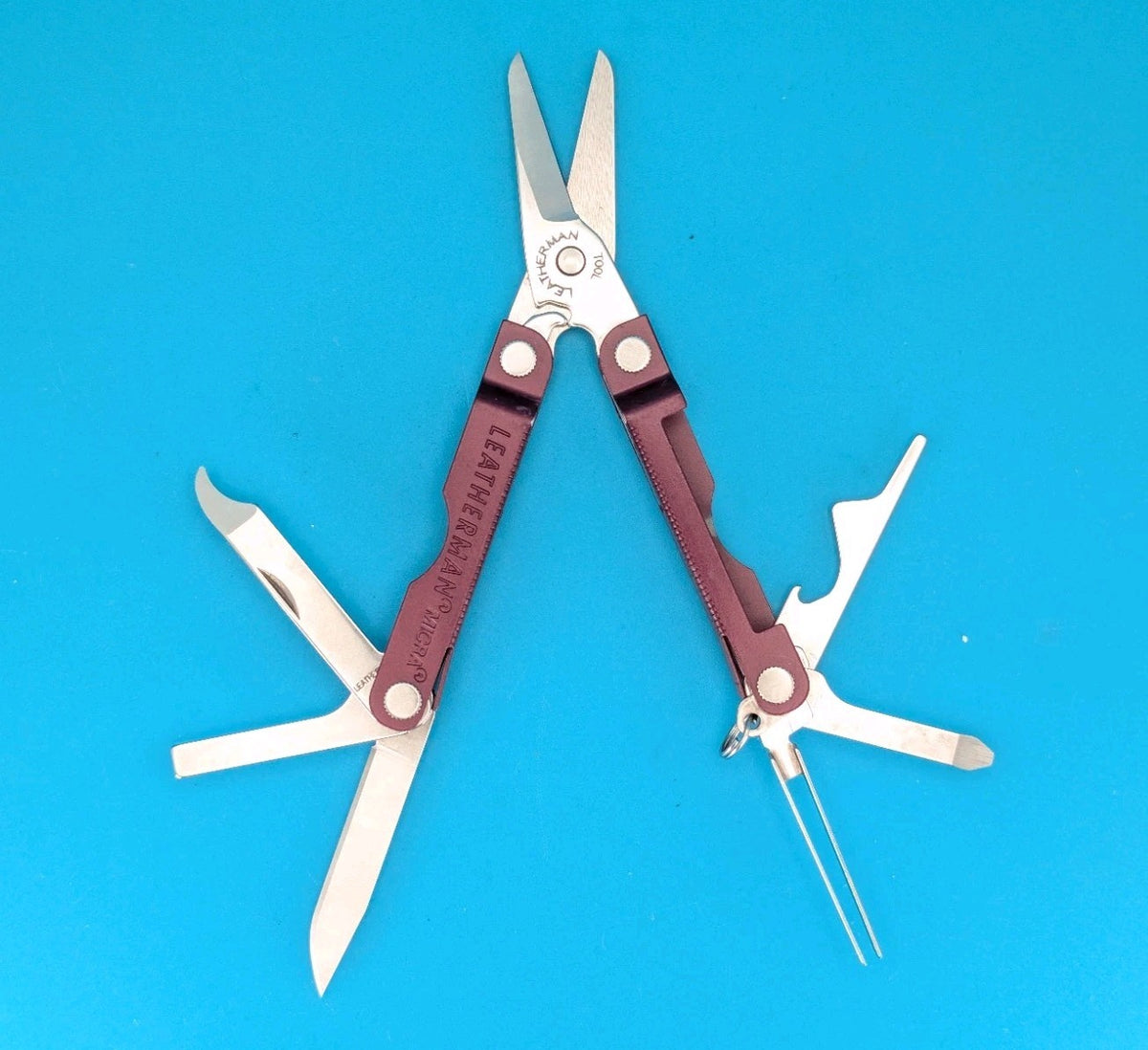 Leatherman Micra Multi-Tool, Knife, Scissors, Key Ring, Cherry Red!