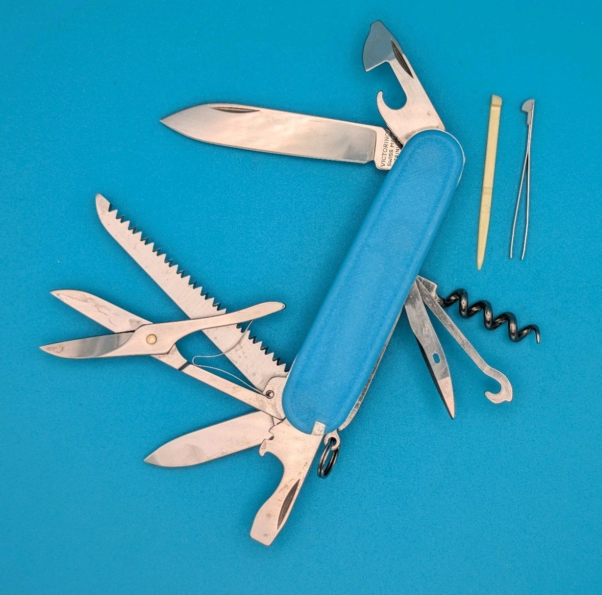 Custom Victorinox Huntsman Blue Glow in the Dark Swiss Army Knife Multi Tool!