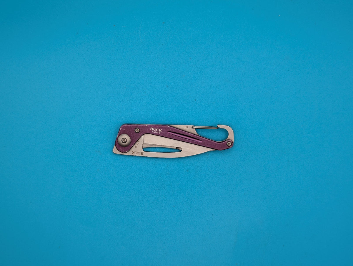 Rare Retired Buck 818 Apex Purple Handle Folding Pocket Knife!
