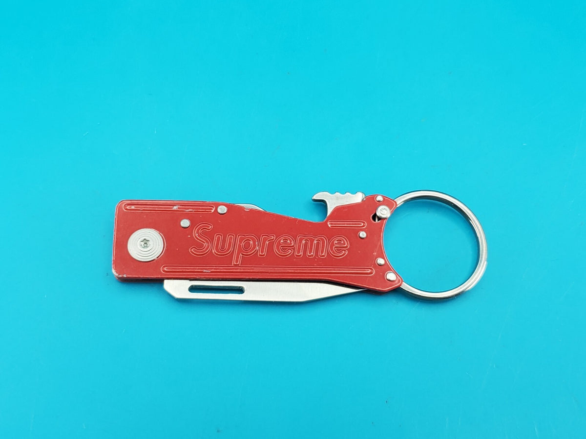 Supreme Red SOG Keytron Folding Pocket Knife Lockback Bottle Opener