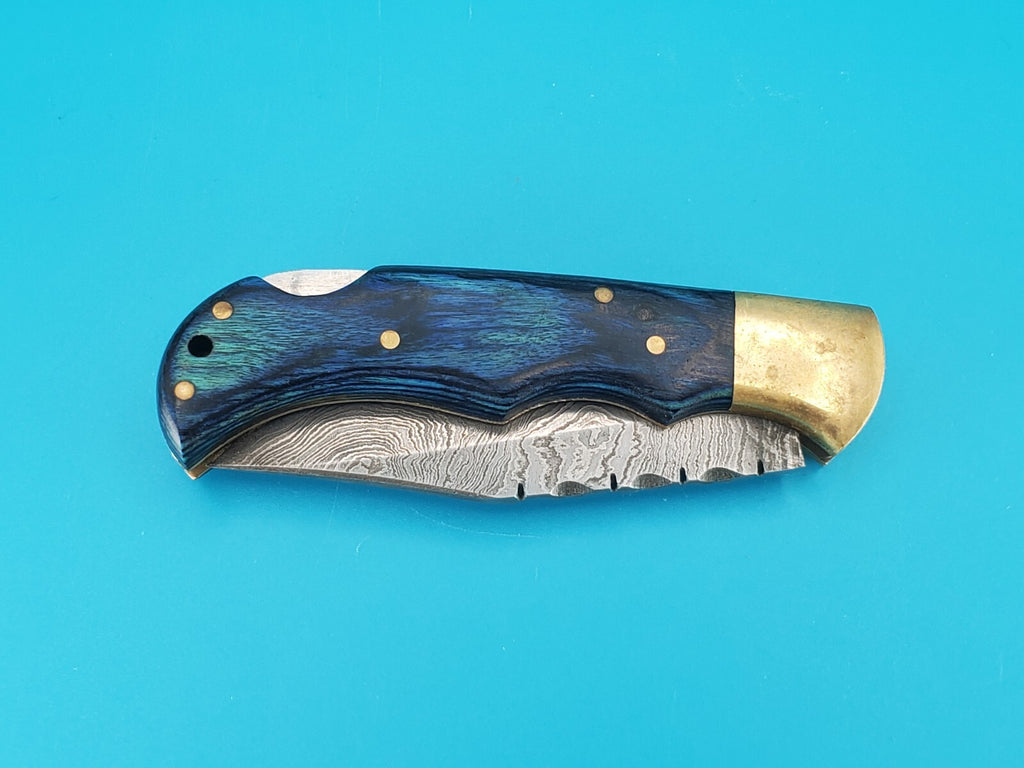 Smoky Mountain Blade Hand Forged Damascus Steel Plain Edge Folding Pocket Knife!