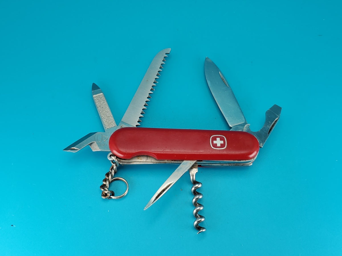Vintage Wenger 1.13.51 Swiss Army Knife Multi Tool! Red! With Dog Can Leg Opener
